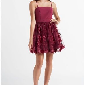 Junior’s Magenta 3D Floral Homecoming/Formal Dress